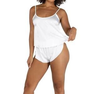 NEW ROMA CONFIDENTIAL soft satin tulip short set in white